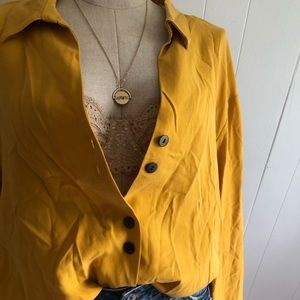 Zara mustard yellow button up large